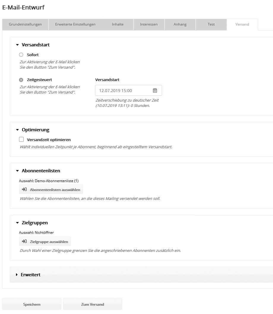 E-Mail Versand E-Mail Versand